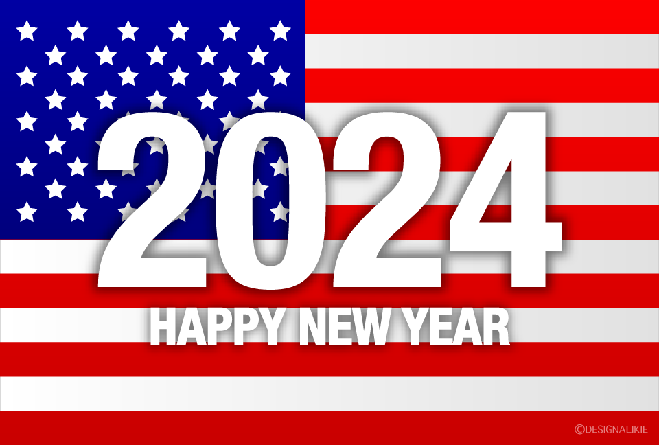 アメリカ国旗のhappy New Year 22イラストのフリー素材 イラストイメージ