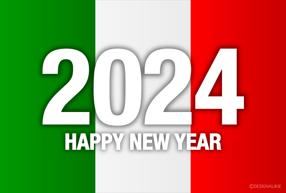 イタリア国旗のHAPPY NEW YEAR 2024
