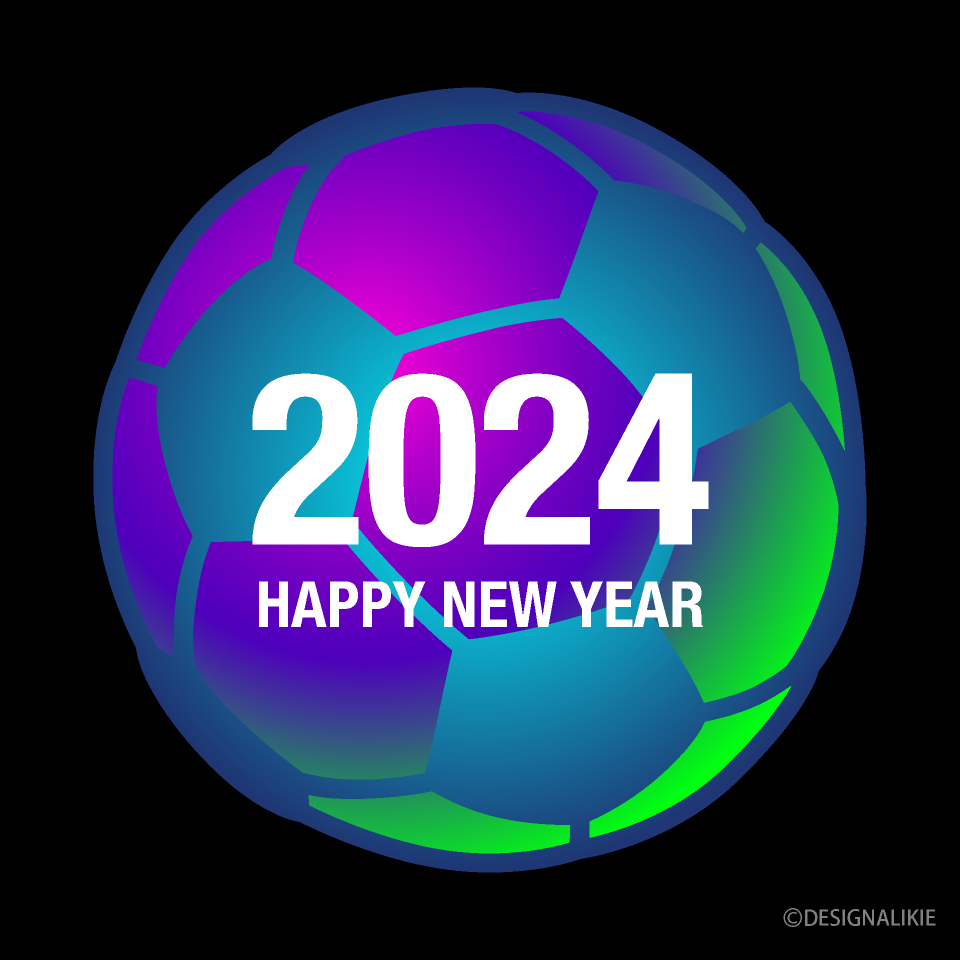 サッカーのhappy New Year 21カードイラストのフリー素材 イラストイメージ
