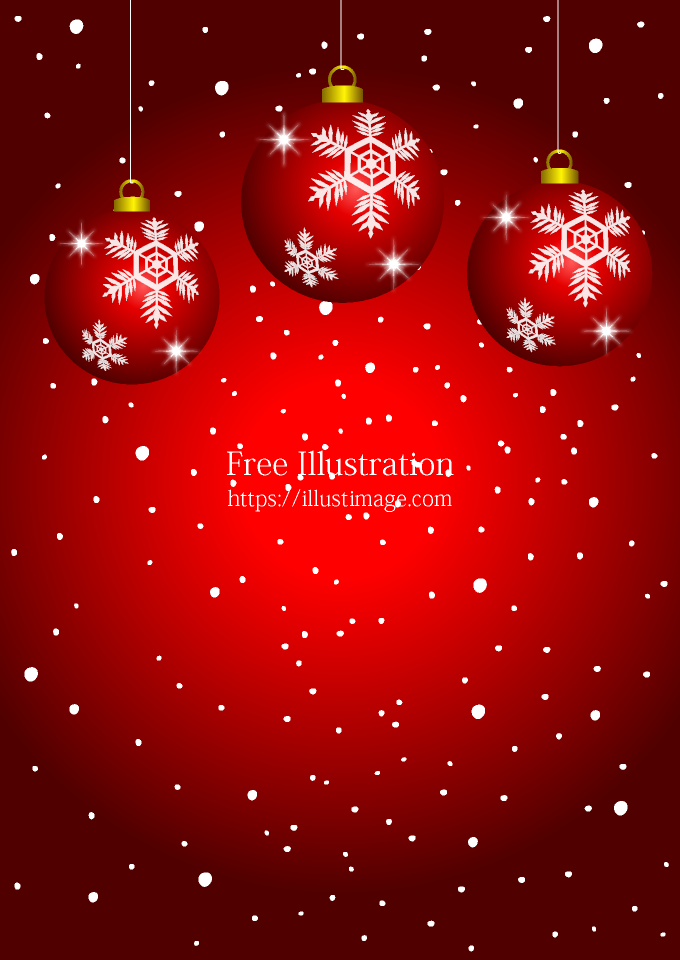 赤オーナメントのクリスマス背景イラストのフリー素材 イラストイメージ