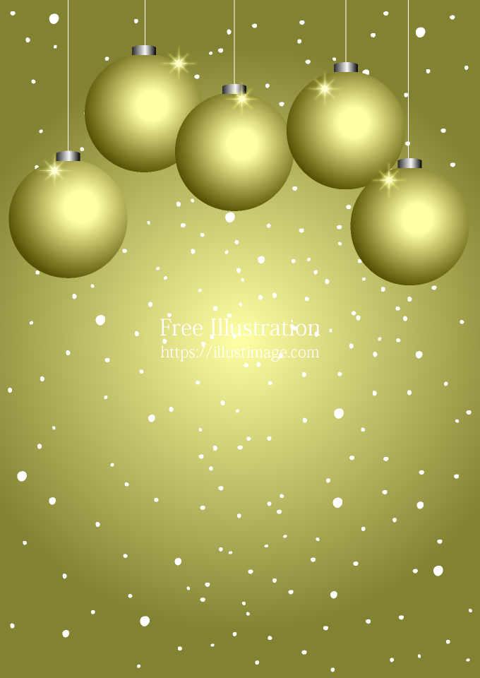 金色オーナメントのクリスマス背景イラストのフリー素材 イラストイメージ
