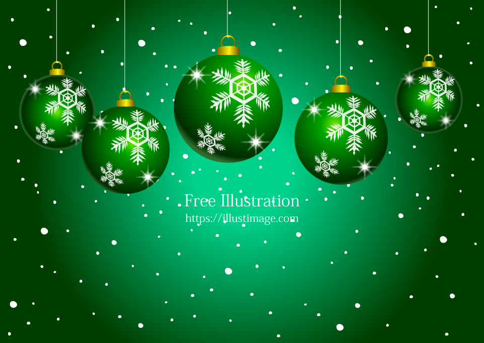 緑クリスマスオーナメント壁紙の無料イラスト素材 イラストイメージ