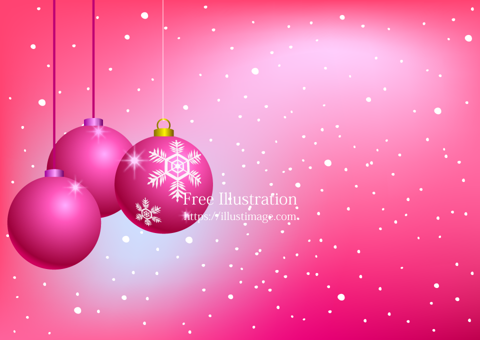 ピンク色クリスマスオーナメント壁紙の無料イラスト素材 イラストイメージ