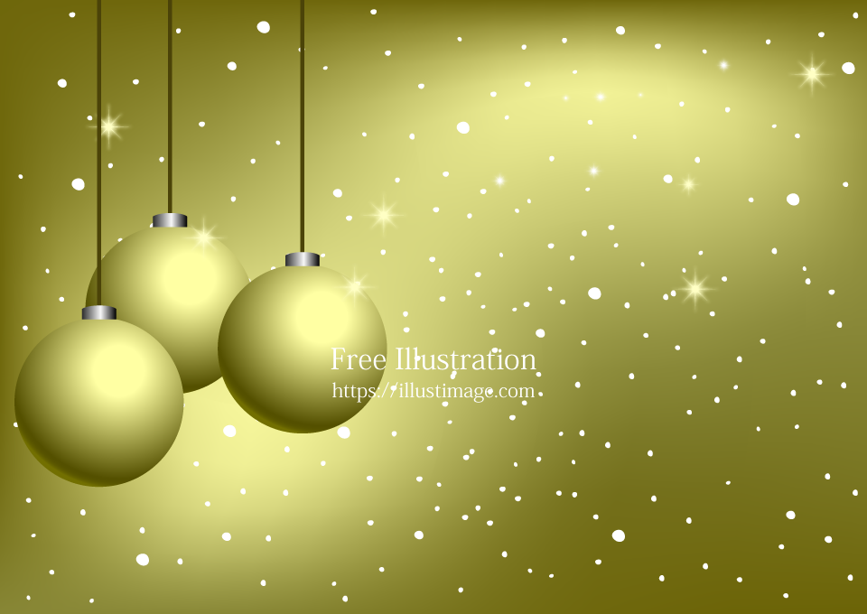金色クリスマスオーナメント壁紙の無料イラスト素材 イラストイメージ