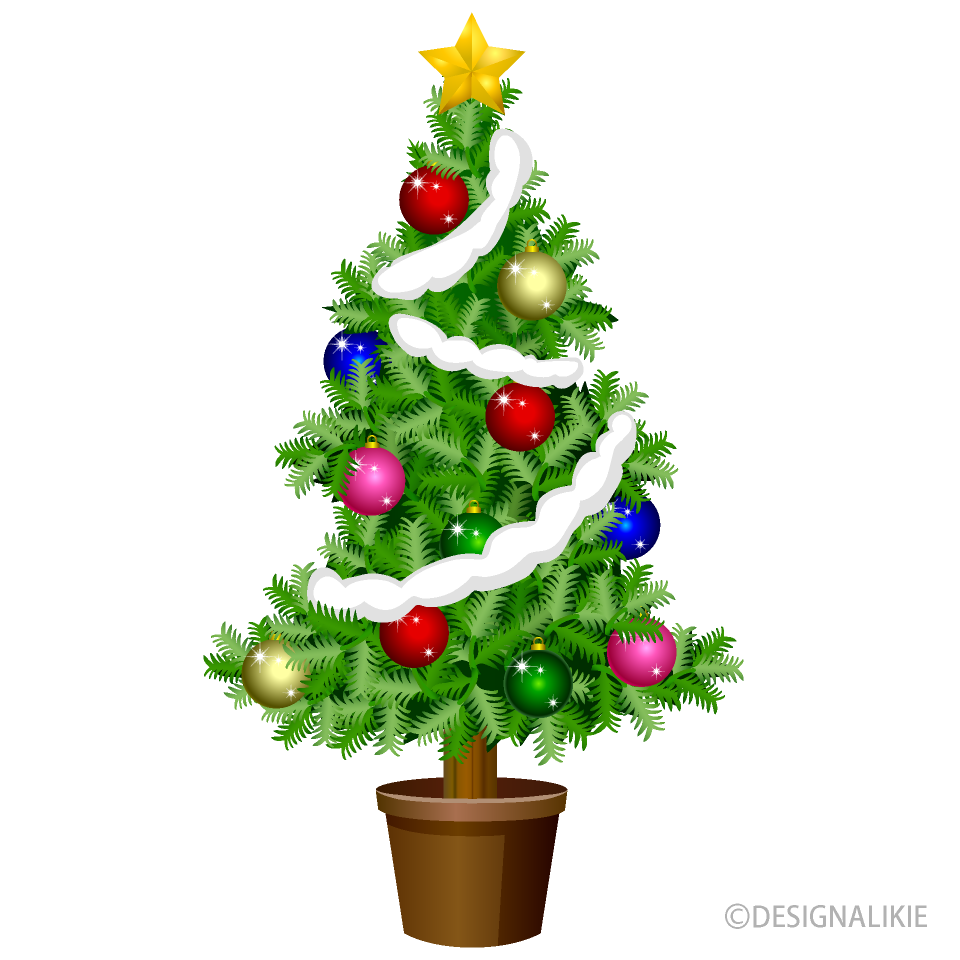 カラフルなクリスマスツリーイラストのフリー素材 イラストイメージ