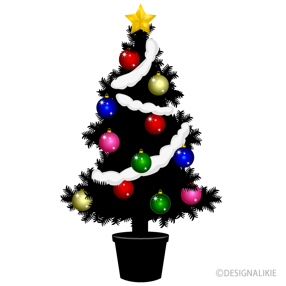 クリスマスツリーシルエットイラストのフリー素材 イラストイメージ
