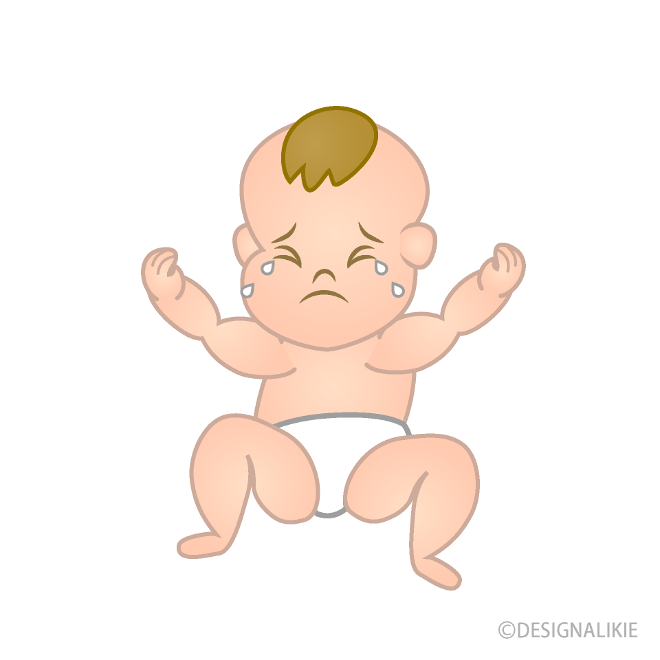 泣く赤ちゃんイラストのフリー素材 イラストイメージ