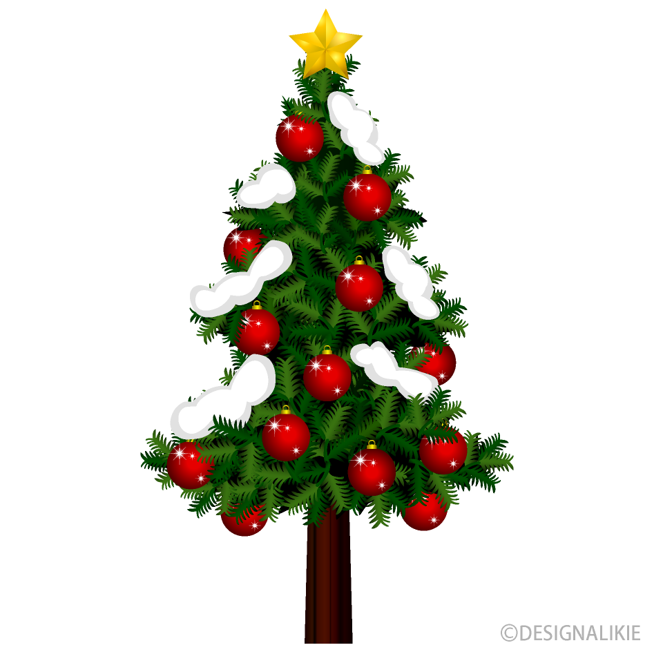雪のクリスマスツリーイラストのフリー素材 イラストイメージ
