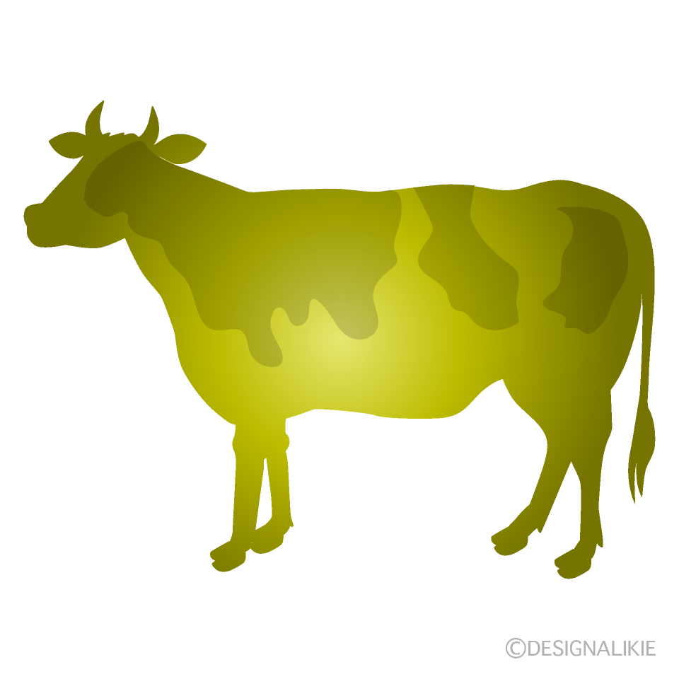 金色の牛シルエットイラストのフリー素材 イラストイメージ