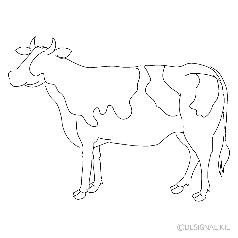 線画の牛シルエットの無料イラスト素材 イラストイメージ