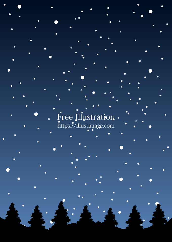 夜の森に降る雪の無料イラスト素材 イラストイメージ