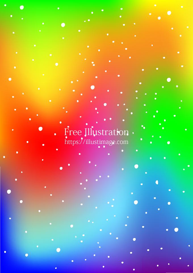 虹色背景に降る雪イラストのフリー素材 イラストイメージ