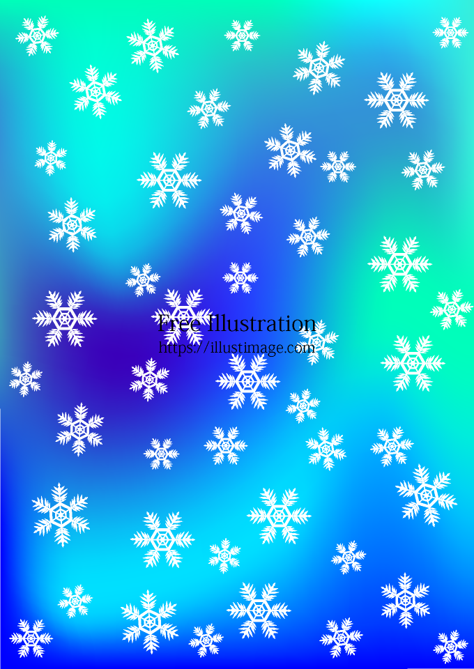ブルー背景に降る雪結晶の無料イラスト素材 イラストイメージ