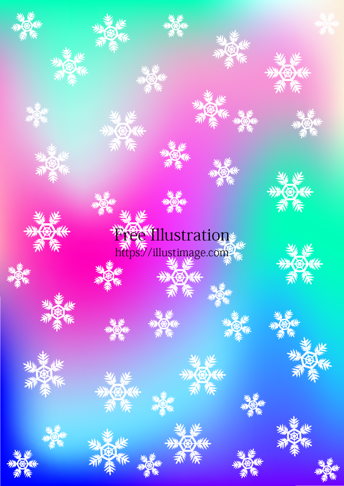 かわいい背景に降る雪結晶の無料イラスト素材 イラストイメージ