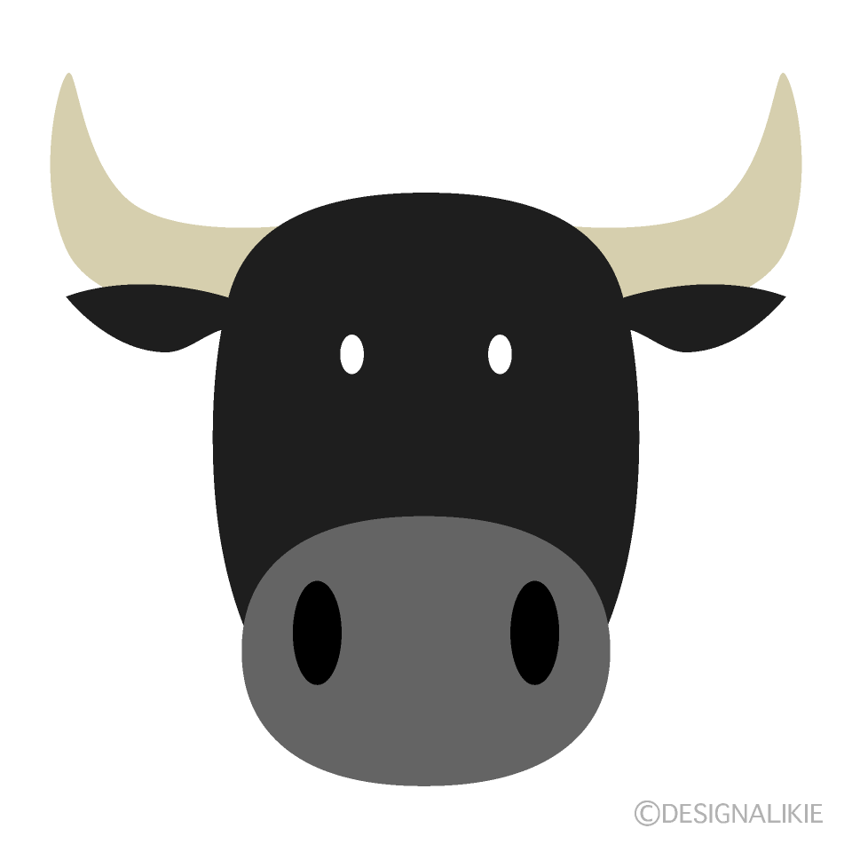 かわいい闘牛の顔の無料イラスト素材 イラストイメージ
