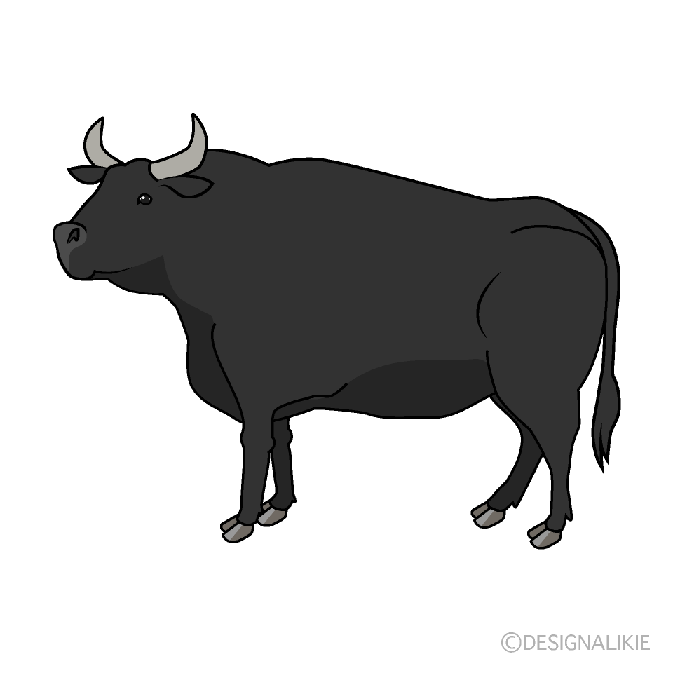 横から見た闘牛の無料イラスト素材 イラストイメージ