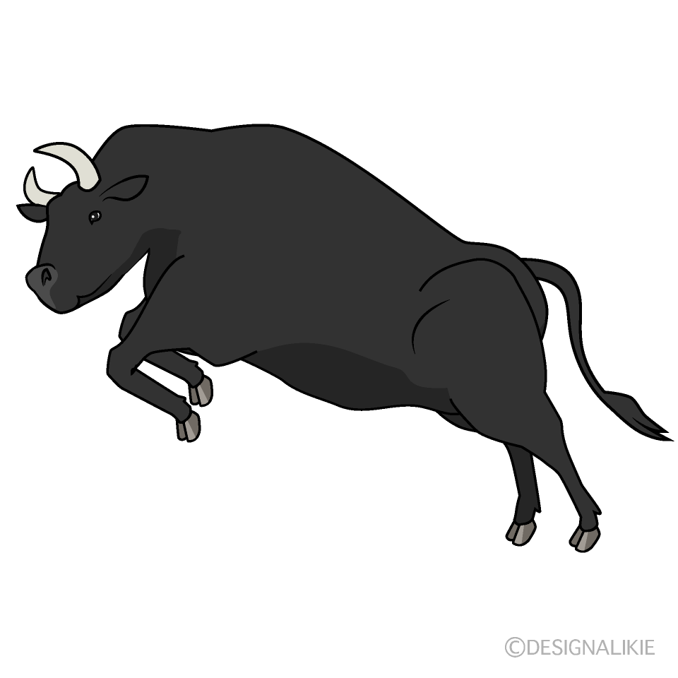 飛びかかる闘牛の無料イラスト素材 イラストイメージ