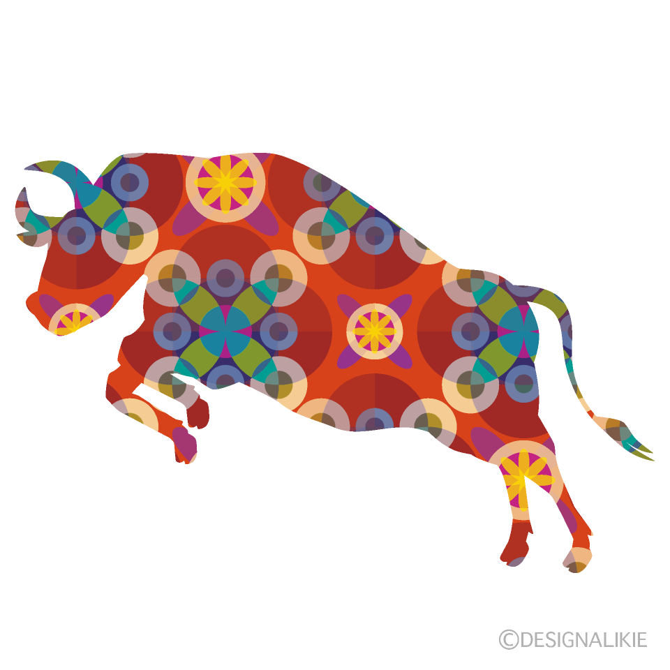 和柄の闘牛シルエットイラストのフリー素材 イラストイメージ