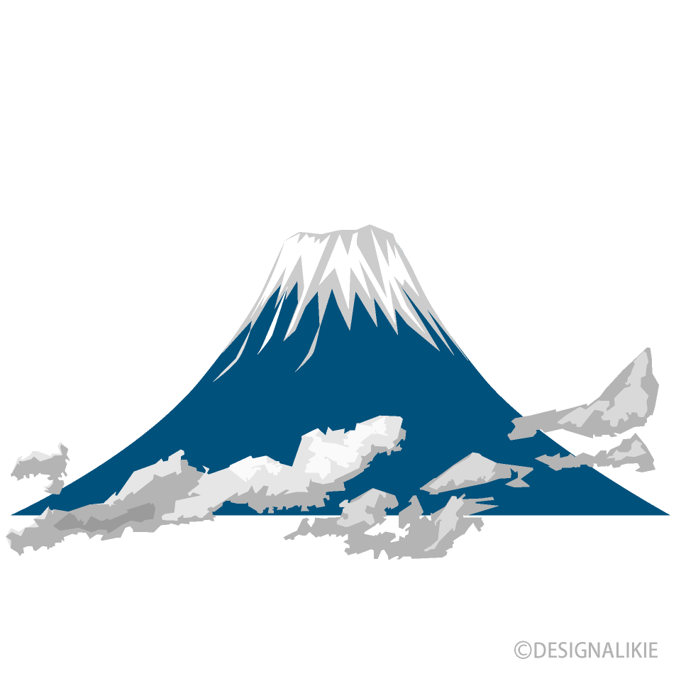 美しい富士山と雲の無料イラスト素材 イラストイメージ