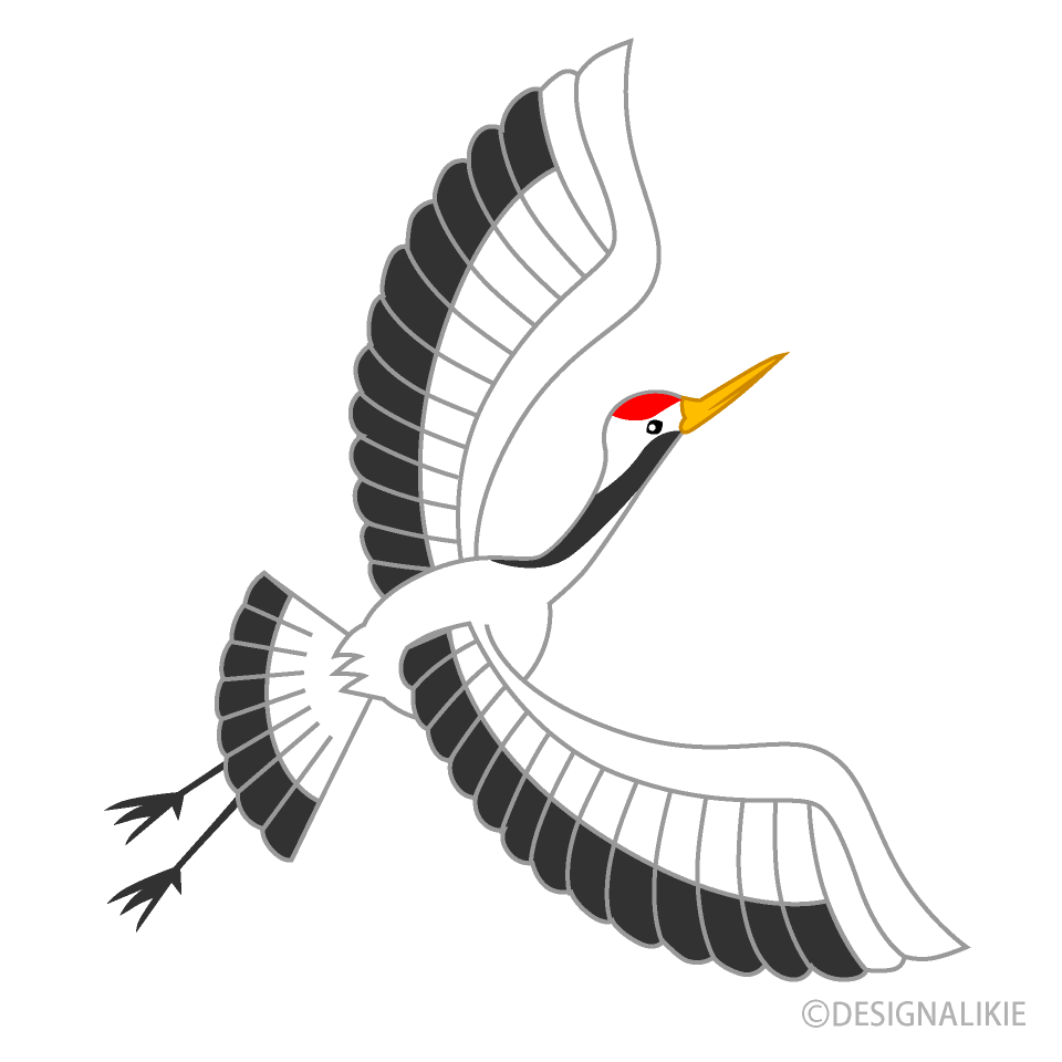 空へ舞う鶴の無料イラスト素材 イラストイメージ
