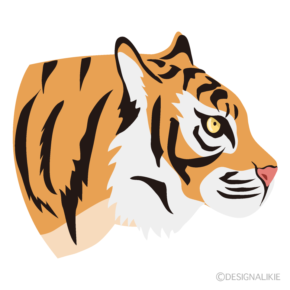 虎の横顔イラストのフリー素材 イラストイメージ