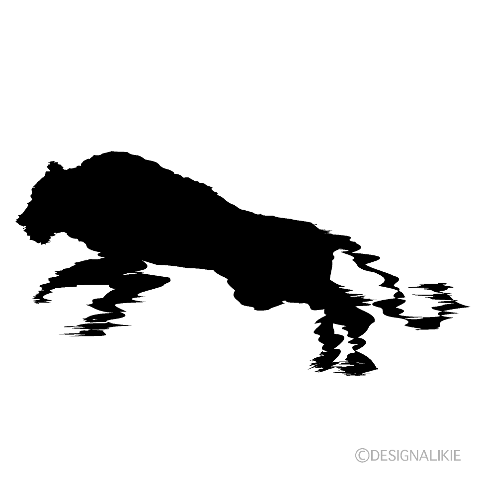 走る虎シルエットイラストのフリー素材 イラストイメージ