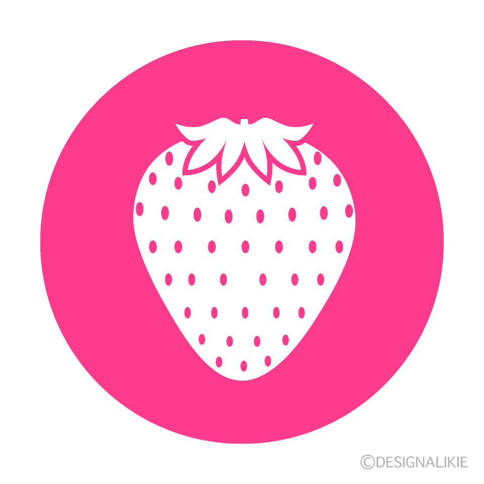 ピンクの苺ラベルイラストのフリー素材 イラストイメージ