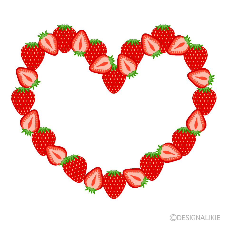 可愛い苺ハートリースイラストのフリー素材 イラストイメージ