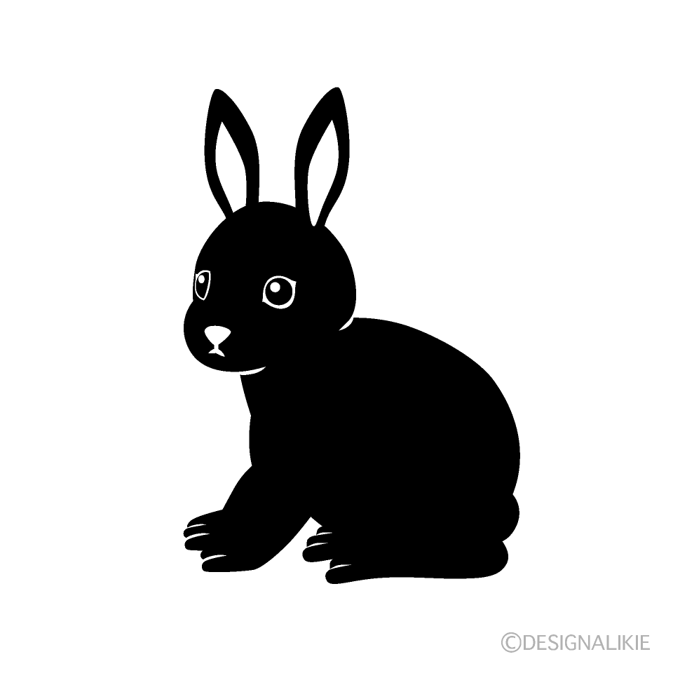 座る白黒ウサギの無料イラスト素材 イラストイメージ