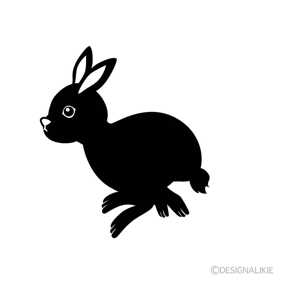 走る白黒ウサギの無料イラスト素材 イラストイメージ