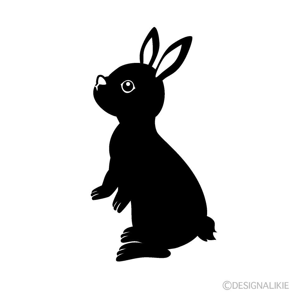 立つ白黒ウサギの無料イラスト素材 イラストイメージ
