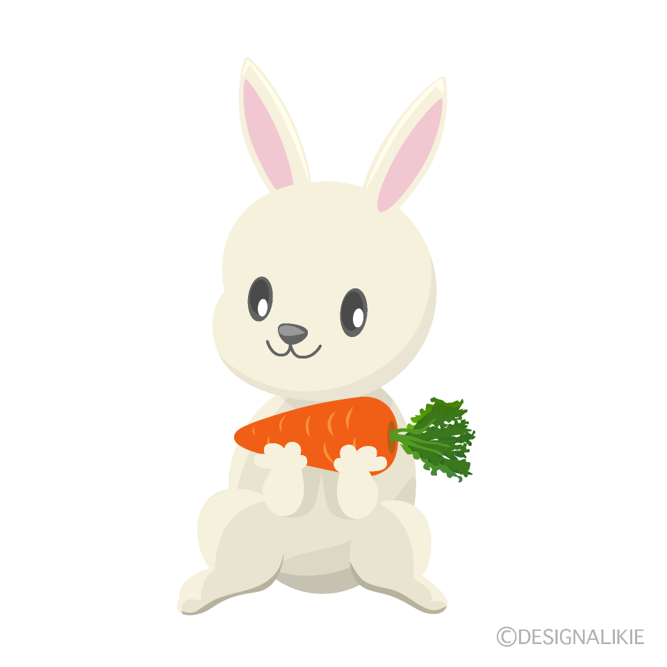 人参を食べるかわいいウサギの無料イラスト素材 イラストイメージ