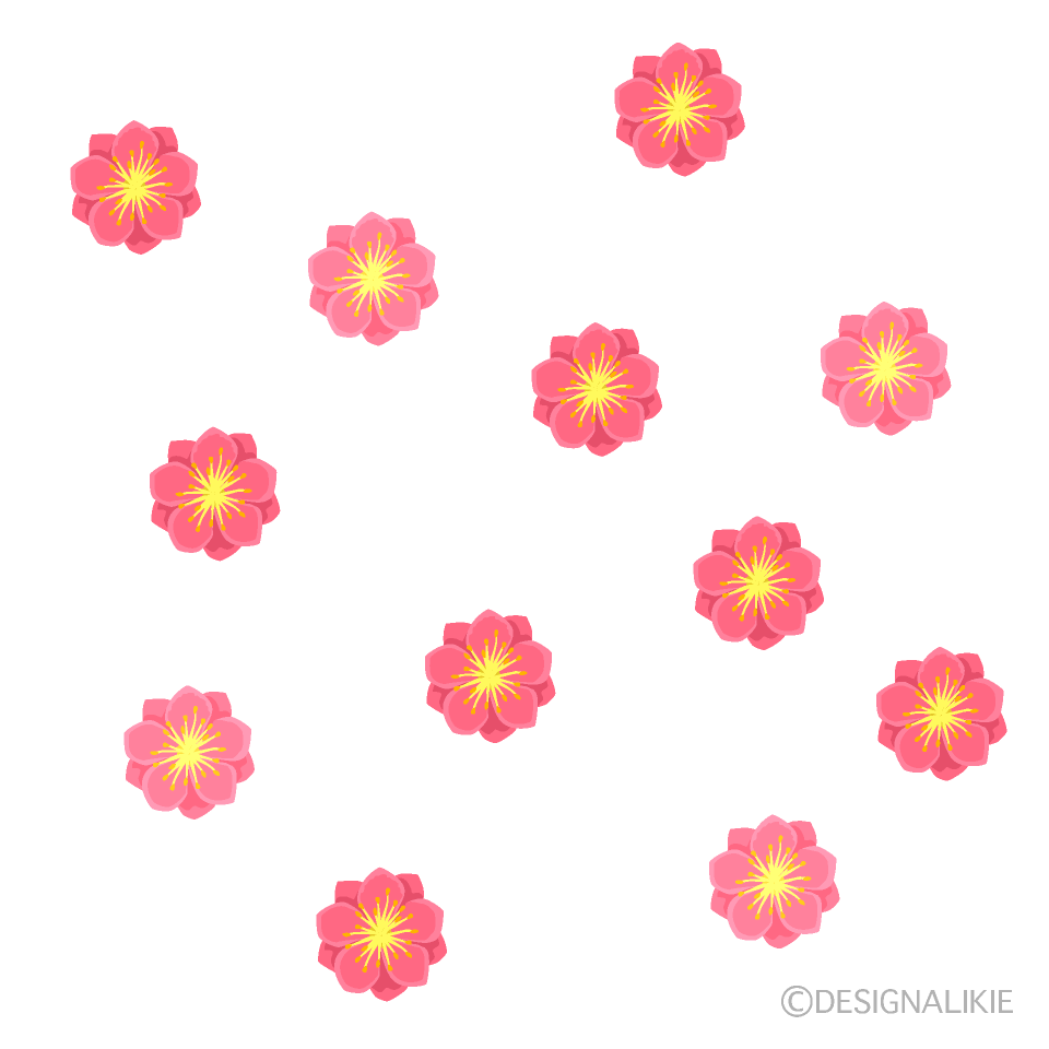 たくさんの桃の花イラストのフリー素材 イラストイメージ