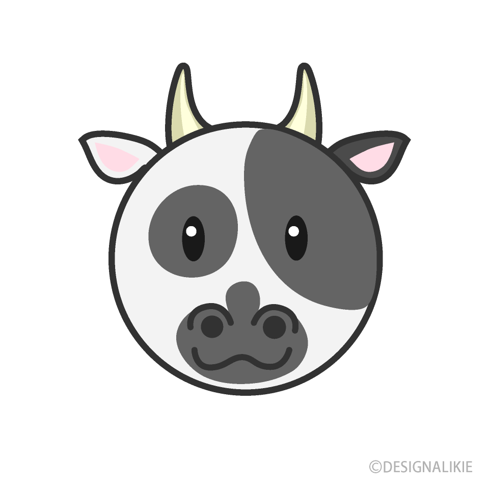 可愛い牛の顔イラストのフリー素材 イラストイメージ