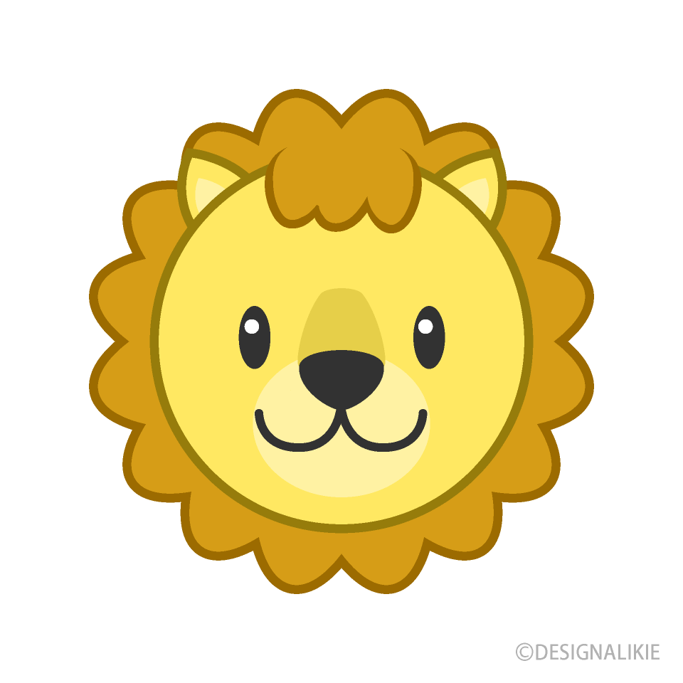 可愛いライオンの顔イラストのフリー素材 イラストイメージ