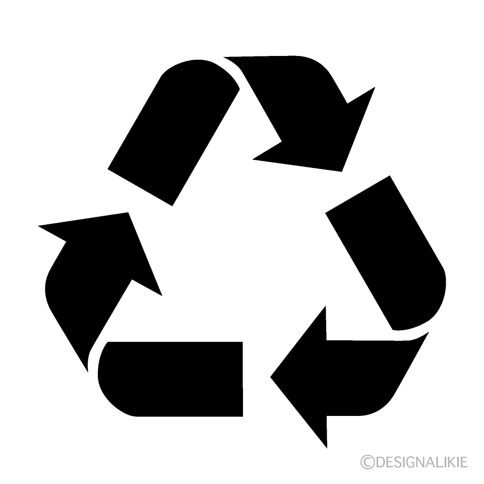 白黒リサイクルマークイラストのフリー素材 イラストイメージ