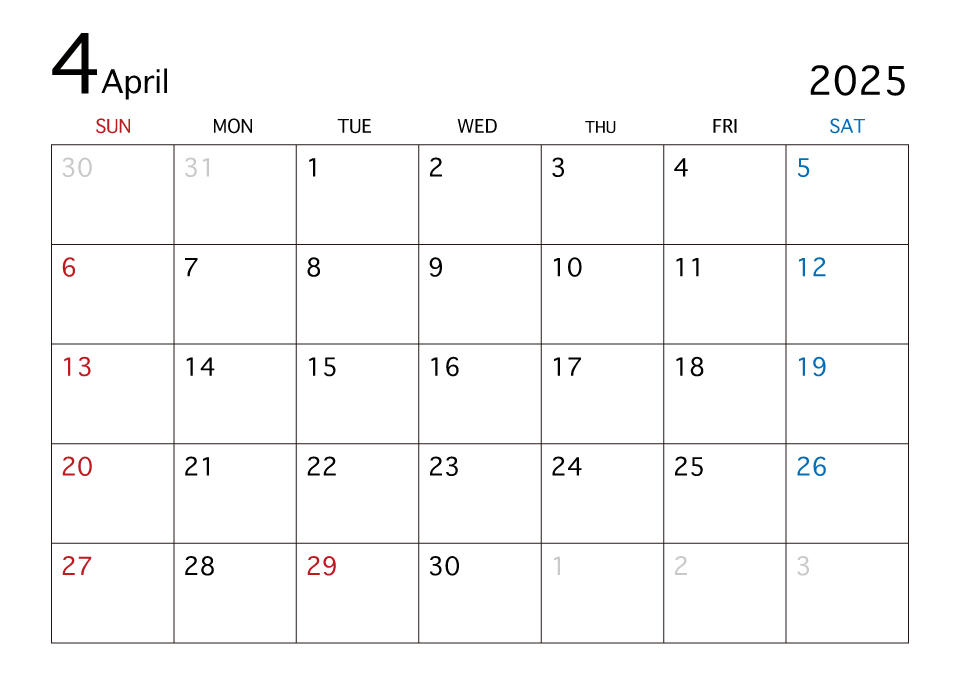 2023年4月カレンダー