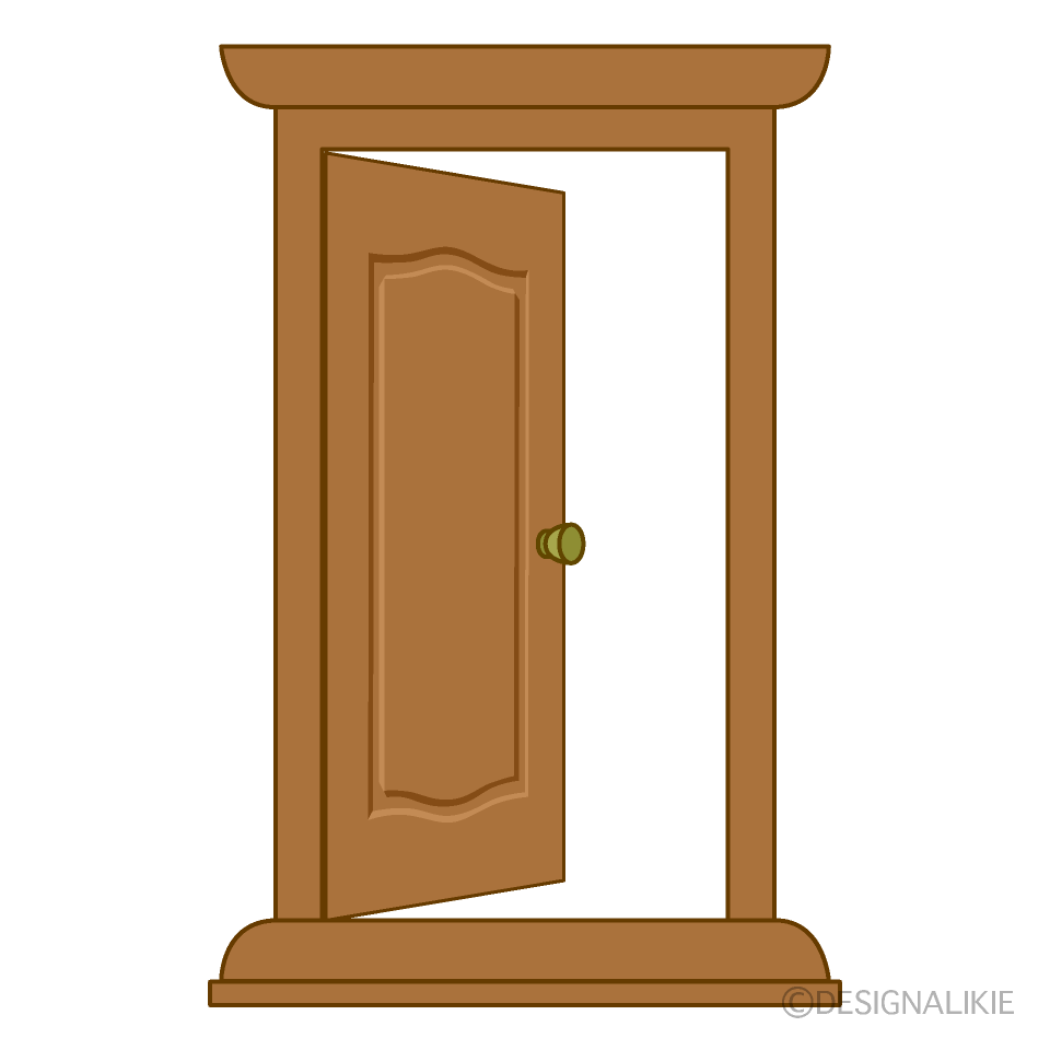 開いた木製ドアの無料イラスト素材 イラストイメージ