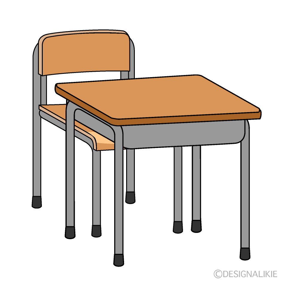 教室椅子と机の無料イラスト素材 イラストイメージ
