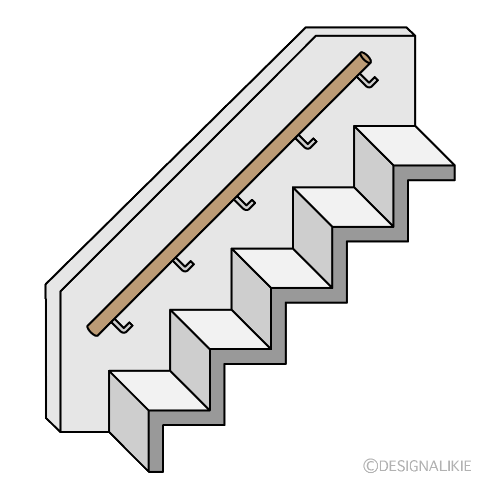 階段と手すりイラストのフリー素材 イラストイメージ