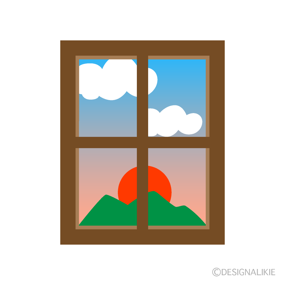 窓の朝風景の無料イラスト素材 イラストイメージ