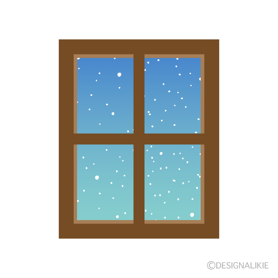窓の雪風景イラストのフリー素材 イラストイメージ