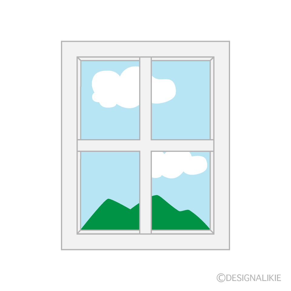 白窓枠の風景イラストのフリー素材 イラストイメージ