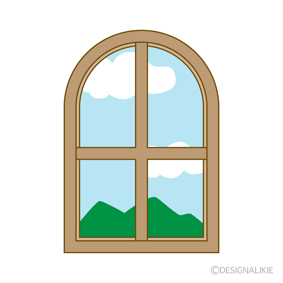 木窓の風景イラストのフリー素材 イラストイメージ