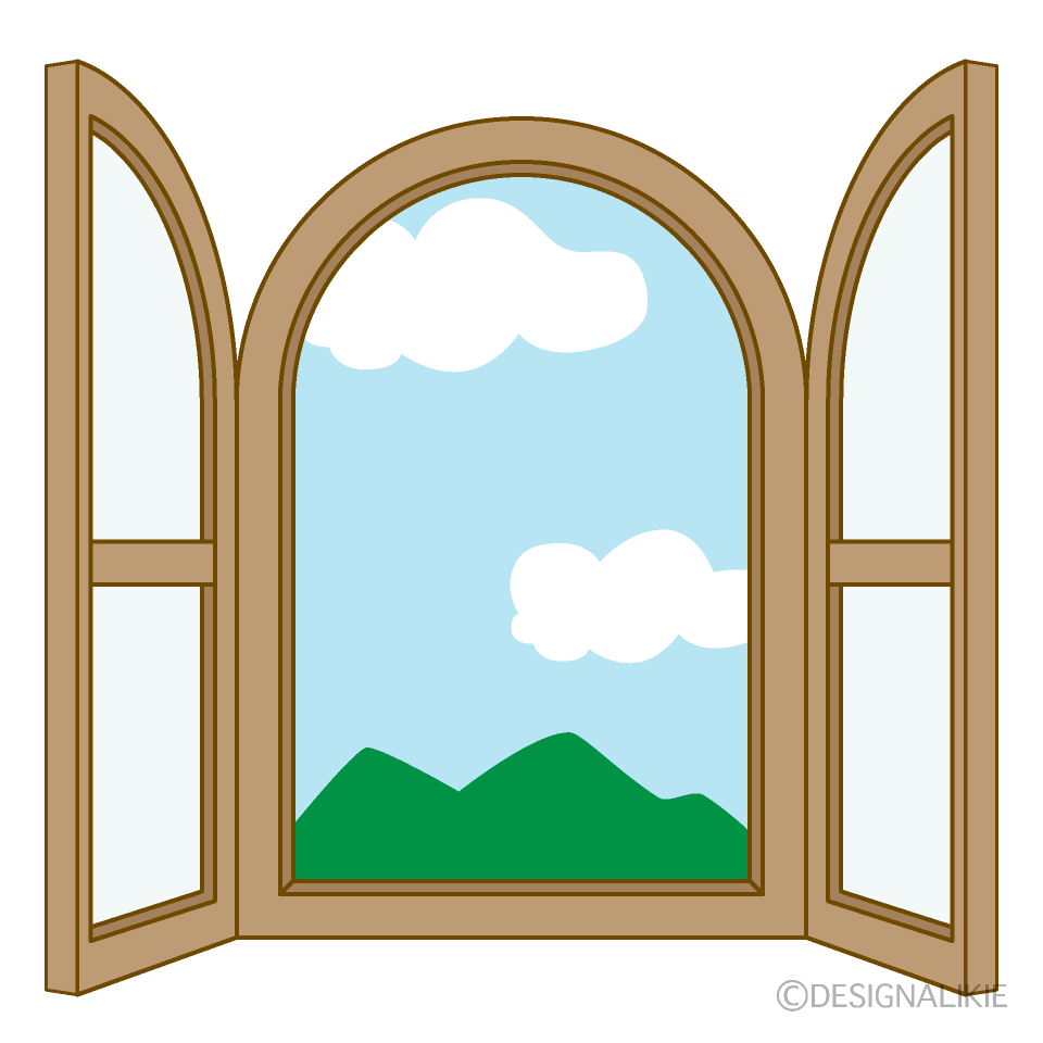 開いた窓の風景の無料イラスト素材 イラストイメージ