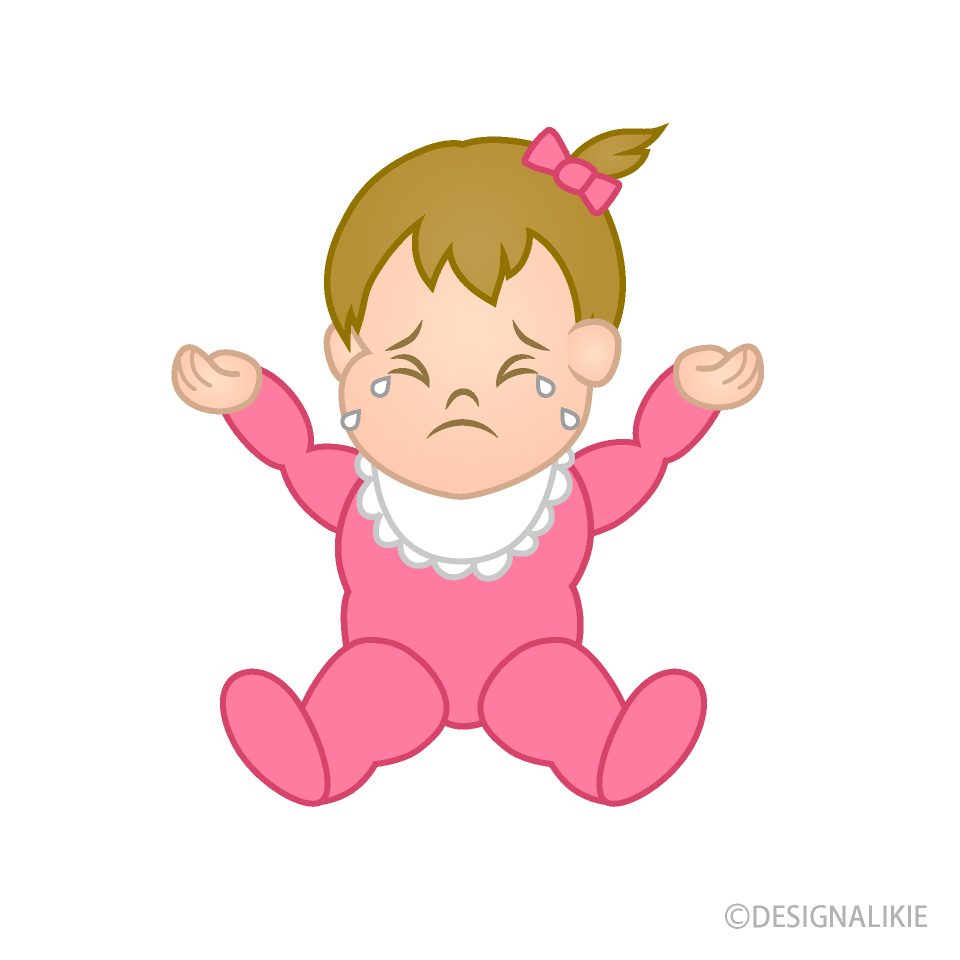 泣く女の子赤ちゃんの無料イラスト素材 イラストイメージ