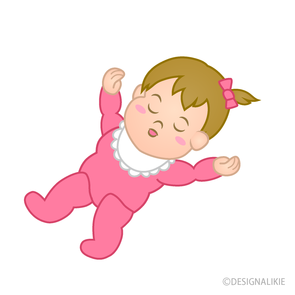 居眠りする女の子赤ちゃんの無料イラスト素材 イラストイメージ