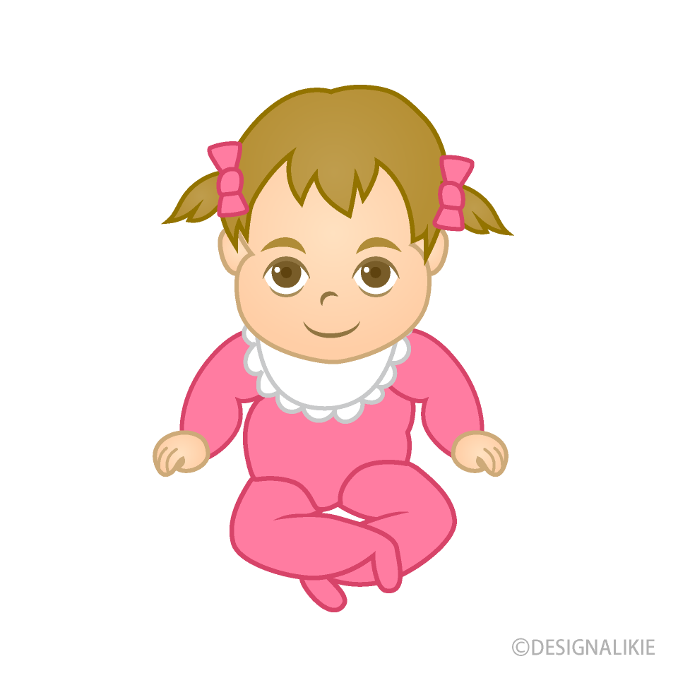 リボンの女の子赤ちゃんの無料イラスト素材 イラストイメージ