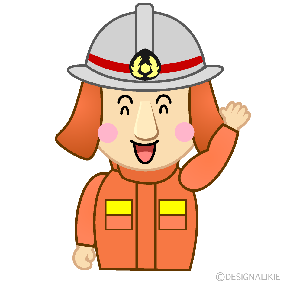 挨拶する消防士の無料イラスト素材 イラストイメージ