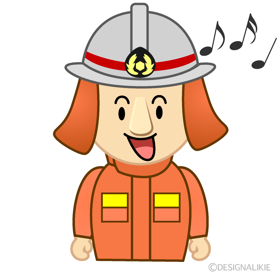 歌う消防士イラストのフリー素材 イラストイメージ